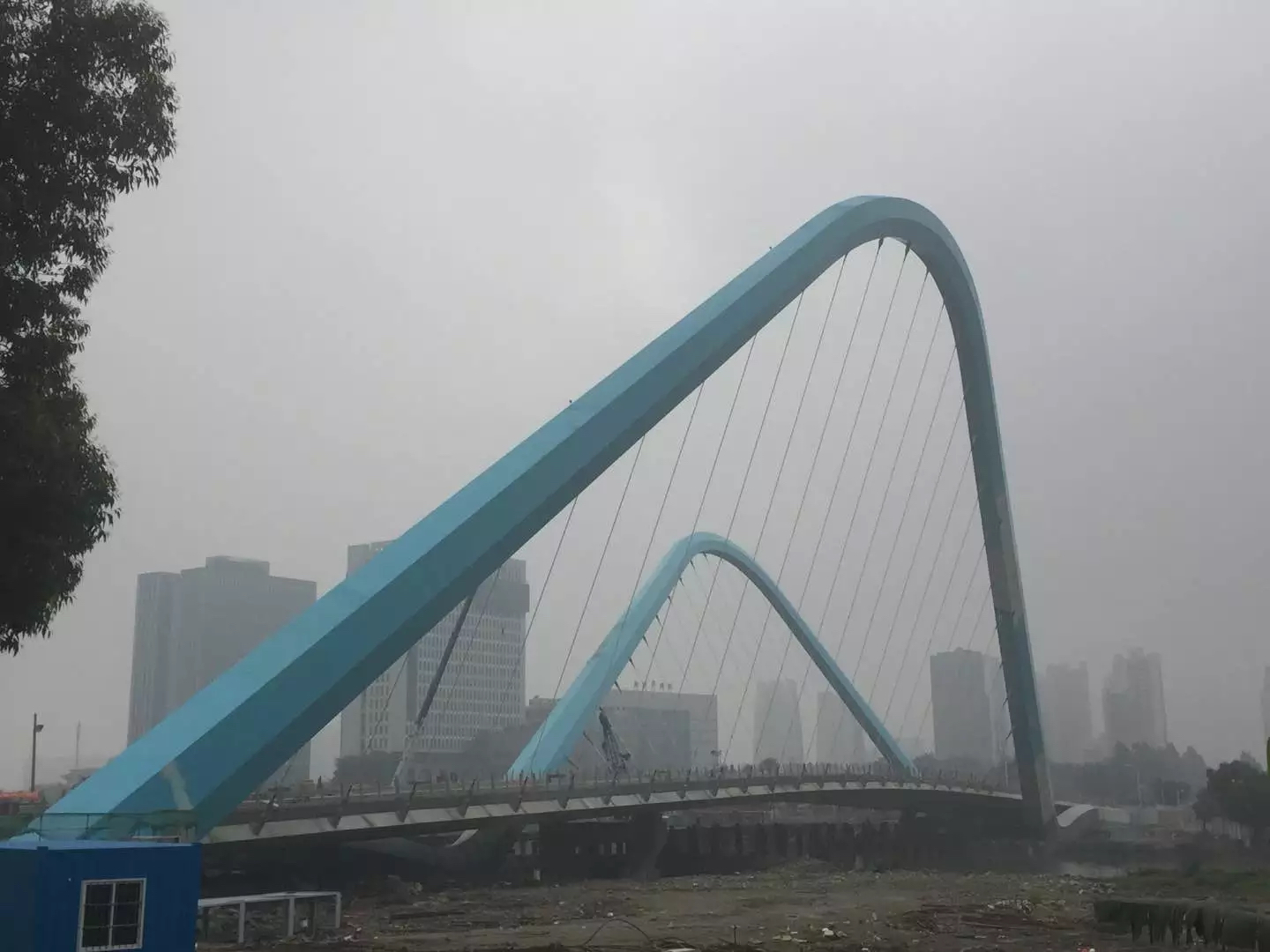 广州市南沙中心区蕉门河车行桥拱肋合拢(图9)
